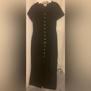 Vintage 80s/90s black dress with buttons and front slit